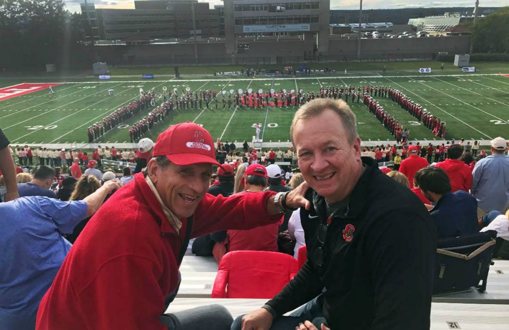 Back at Homecoming like every year: Jim Spaller ’86 and Jaan Janes ’85